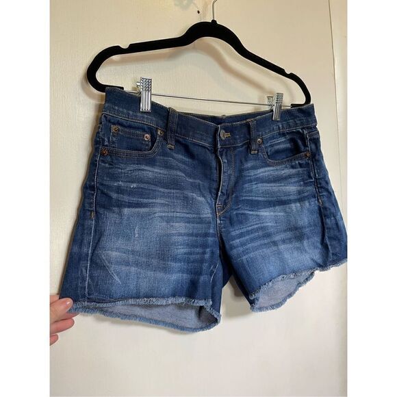 J. Crew Indigo Denim Women's Mid Rise Cut Off Shorts Size 27 - Picture 7 of 11